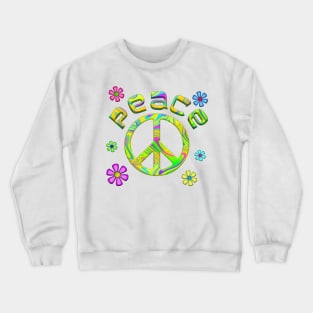 RetroTie Dye Peace Sign with Flowers Crewneck Sweatshirt